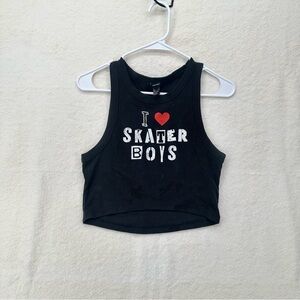 Forever 21 I Love Skater Boys Grunge Skater Cropped Tank Top